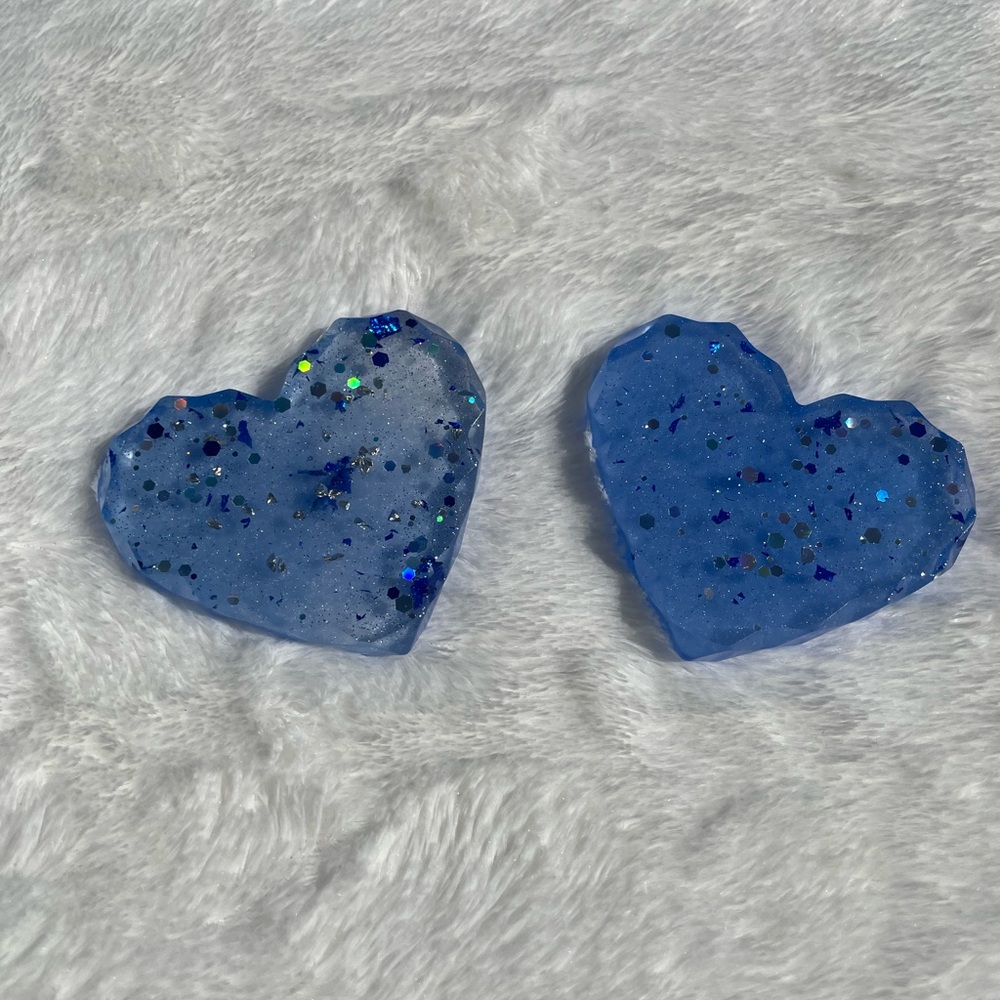 Blue Heart-Shaped Decorative Accents (2)